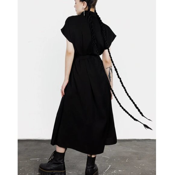 Disturbia Widow Relaxed Midi Shirt Dress with Web Embroidery - Picture 2 of 12
